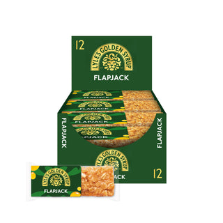 Box of Lyles Golden Syrup Flapjack with a close-up of a flapjack on a white background