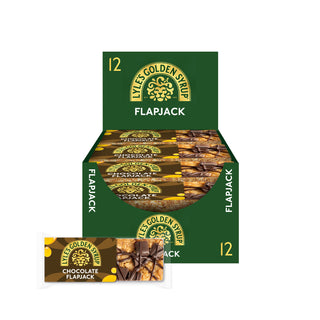 Box of Lyles Golden Syrup Flapjack with a close-up of a flapjack on a white background