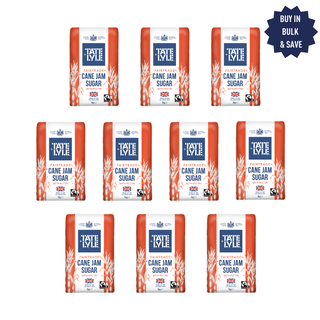 Multiple packages of Tate & Lyle Cane Jam Sugar on a white background with a 'Buy in Bulk & Save' label.