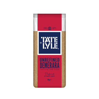 Bag of Tate & Lyle Demerara Sugar on a white background