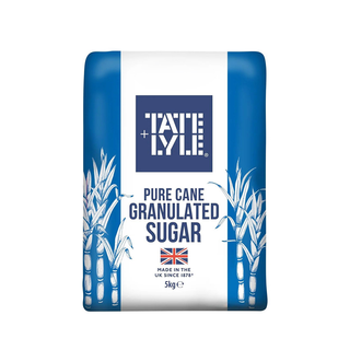 Tate & Lyle pure cane granulated sugar package on a white background