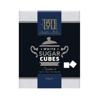 Tate & Lyle white sugar cubes packaging on a white background